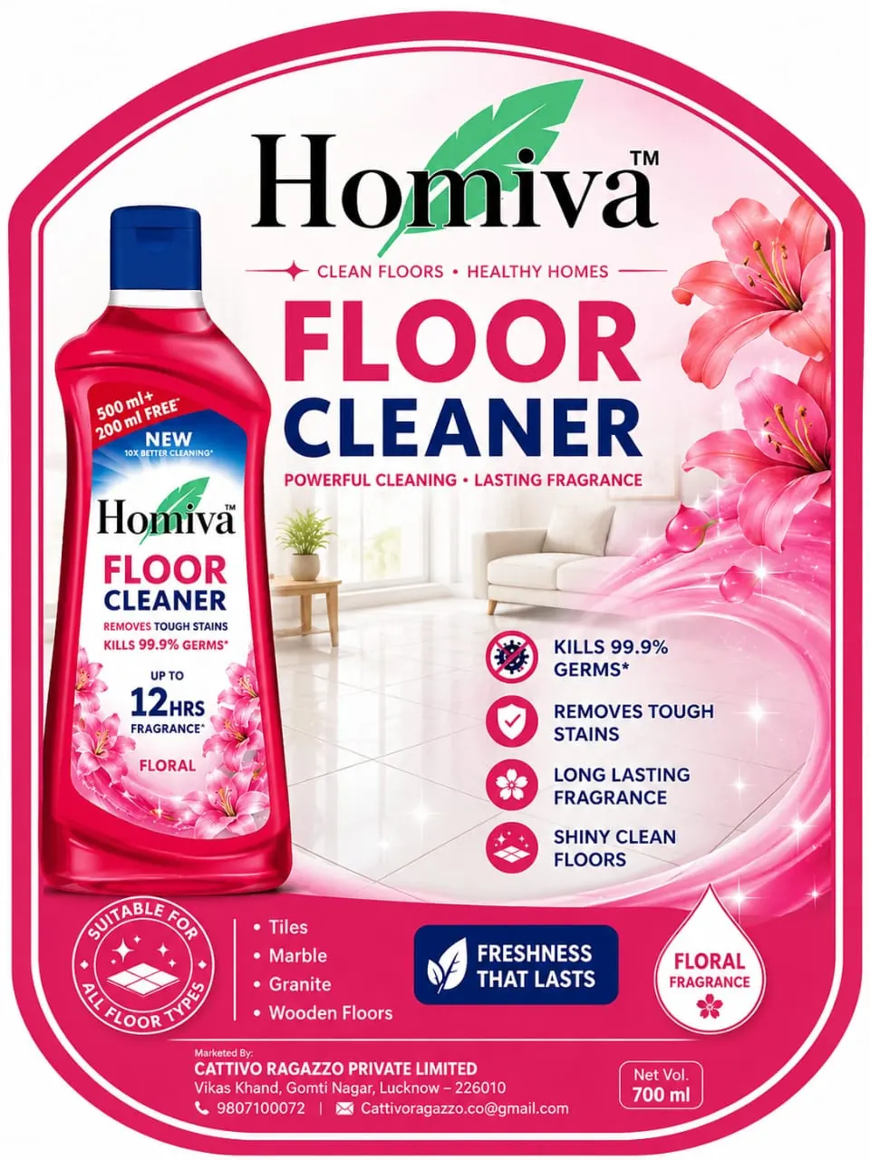 HOMIVA Floral Floor Cleaner